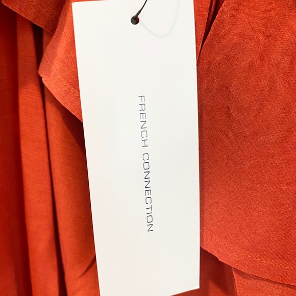 French Connection Delphine Dress One Shoulder Copper Coin Burnt Orange Sz 8 NWT - Picture 11 of 11